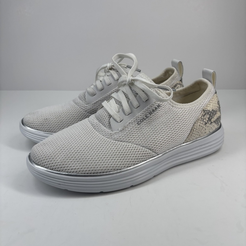 Cole Haan‎ Grandsport Journey Women's 7.5B Optic White Snakeskin Sneakers W23315